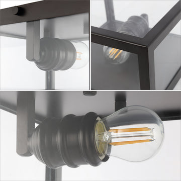 Eleanor 8" Farmhouse Industrial Square Iron/Glass Case LED Flush Mount - JONATHAN Y
